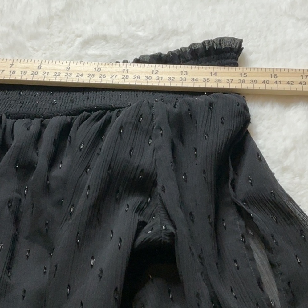 Zara Black Swiss Dot Off-the-Shoulder Blouse with Tassels - Picture 7 of 11